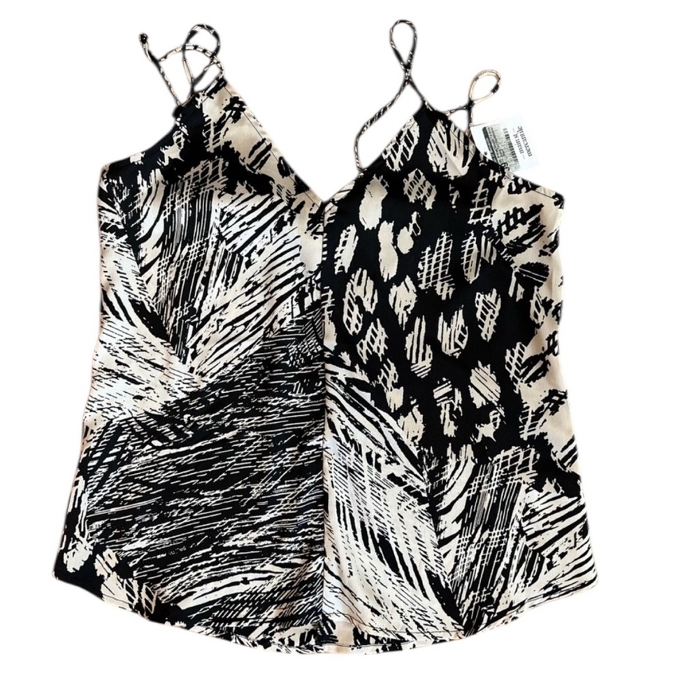 NWT NEW Lovestitch Veronica Strappy Black and White Graphic Camisole Tank, Small